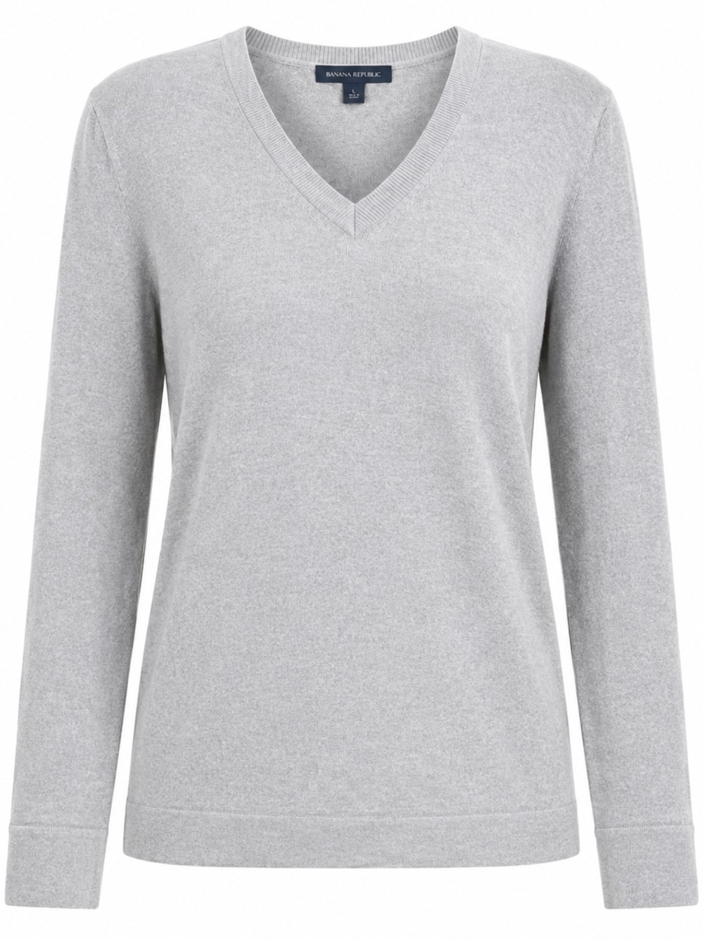 BANANA REPUBLIC | Silk Cashmere V-Neck Lightweight‎ Pullover Sweater Gray | L